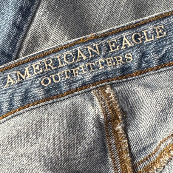 American Eagle SZ 6 Vintage Hi-Rise Ankle Jeans Button-Fly 2-Tone Frayed Pockets - Picture 9 of 11
